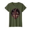 Mademark Witch Hat Black Roses Halloween Women's Design T-Shirt - Olive Green