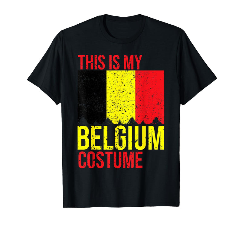 Funny Belgian Flag Halloween Vintage This is My Belgium Flag Costume for Halloween T-Shirt - Black