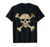 Halloween Designs. Pirate Flag Skull and Crossbones Skeleton Graphic Halloween T-Shirt - Black