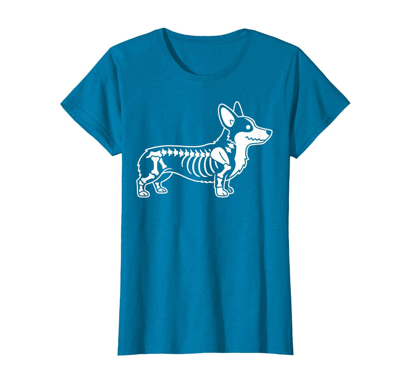 Halloween Corgi Skeleton Spooky Costume Corgi Skeleton Halloween T-Shirt - Sapphire Blue