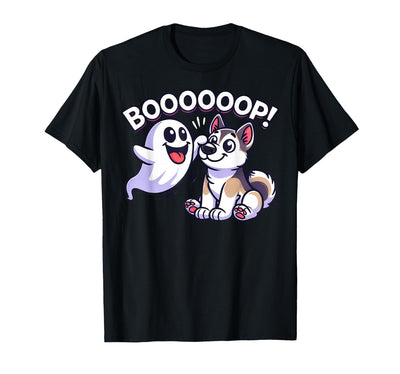 Funny Halloween Husky Boop Funny Halloween Ghost Husky Dog Boop Silly Puppy Humor T-Shirt