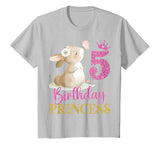 Kids 5th Birthday Rabbit Princess Girl Bunny 5 Years Old T-Shirt in Silver Grey