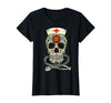 Halloween Nurse Shirts For Women Scrub Costumes Nurse Sugar Skull Stethoscope RN Medical Halloween Costume T-Shirt - Black
