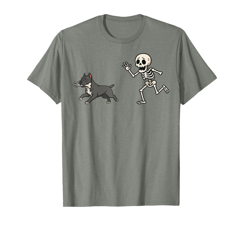 Pitbull Halloween Costume Funny Pitbull Skeleton Hand Halloween T-Shirt - Olive Heather