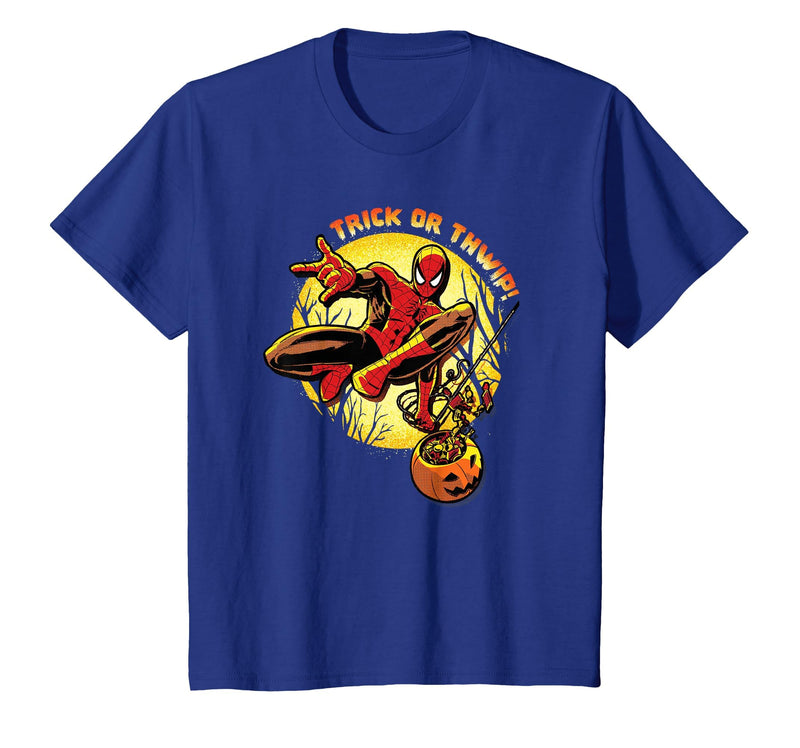 Marvel Super Heroes Spider-Man Trick or Thwip! Halloween T-Shirt - Royal Blue