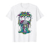 Skull & Halloween Designs for Bikers and Rockers Melting Skull Halloween Colorful Paint Drip Graphic T-Shirt - White