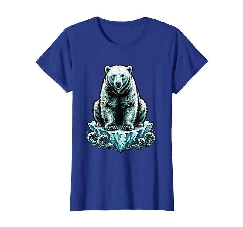Mademark Polar Bear Lone Ice Floe Arctic Drift Illustration T-Shirt - Royal Blue