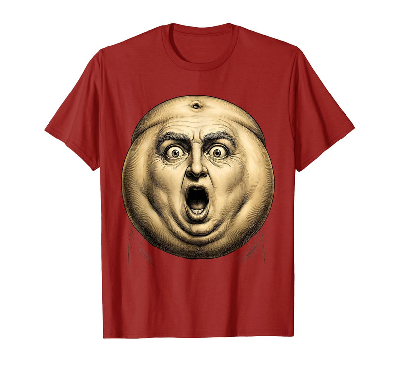 Mademark Belly Button Surprised Cartoon Face Funny Graphic T-Shirt - Men - Cranberry Red