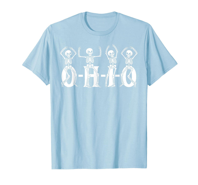 Funny O-H-I-O State Skeleton Halloween Funny O-H-I-O State Skeleton Ohio Halloween Vintage Vibe Fun T-Shirt - Baby Blue