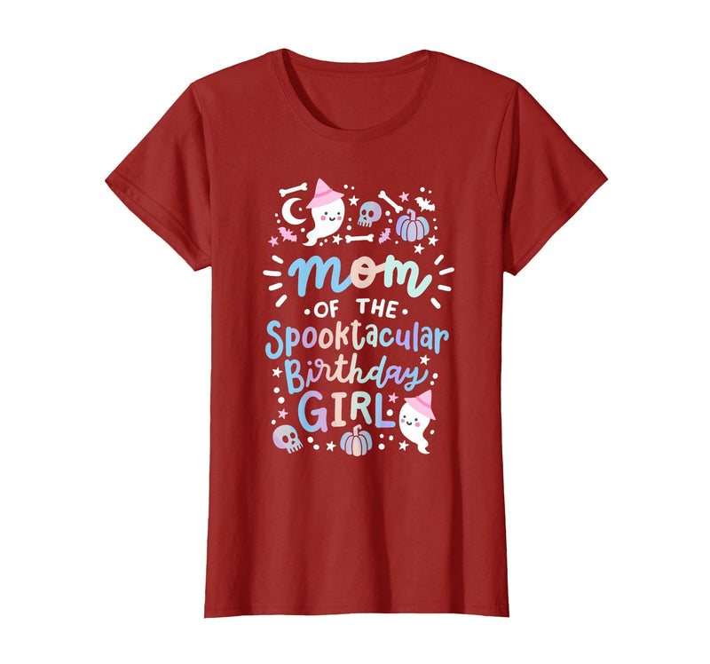 Faboolous Family Halloween Birthday Party Outfits Mom of the Spooktacular Birthday Girl Halloween Family T-Shirt - Cranberry