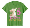 Kids 5th Birthday Rabbit Princess Girl Bunny 5 Years Old T-Shirt in Grass Green