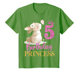 Kids 5th Birthday Rabbit Princess Girl Bunny 5 Years Old T-Shirt in Grass Green