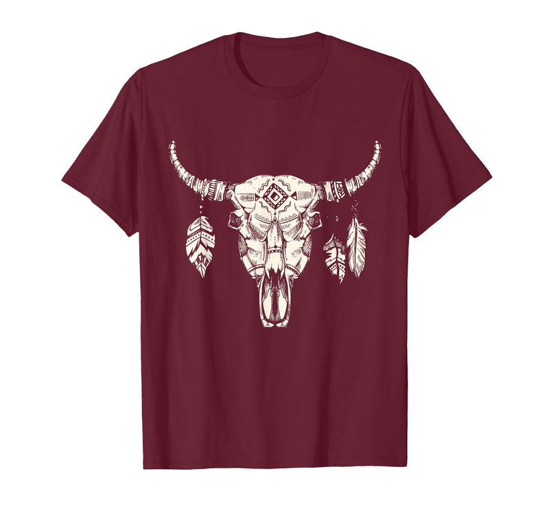 Buffalo Animals Gift Idea Bison Buffalo Skull Animal Design T-Shirt - Burgundy