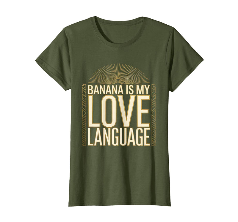 Mademark Banana Is My Love Language Monkey Design T-Shirt - Women - Olive Green