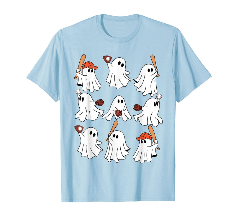 Boo Ghost Halloween Baseball Happy Halloween Baseball Lover T-Shirt - Baby Blue