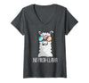 Llama Life Apparel Women's No Prob-Llama No Problem Cute Funny Cool Llama Alpaca V-Neck T-Shirt - Dark Heather Grey