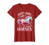 Funny Horse Lovers Just a Girl Who Loves Horses T-Shirt - Cranberry Red