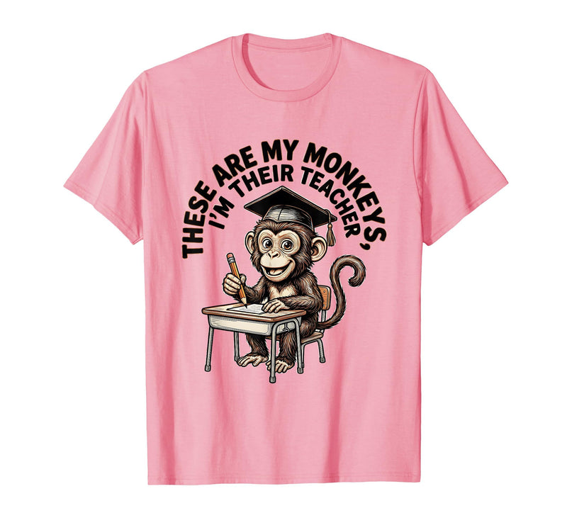 Mademark These Are My Monkeys I'm Their Teacher Circus Design T-Shirt - Men - Pink