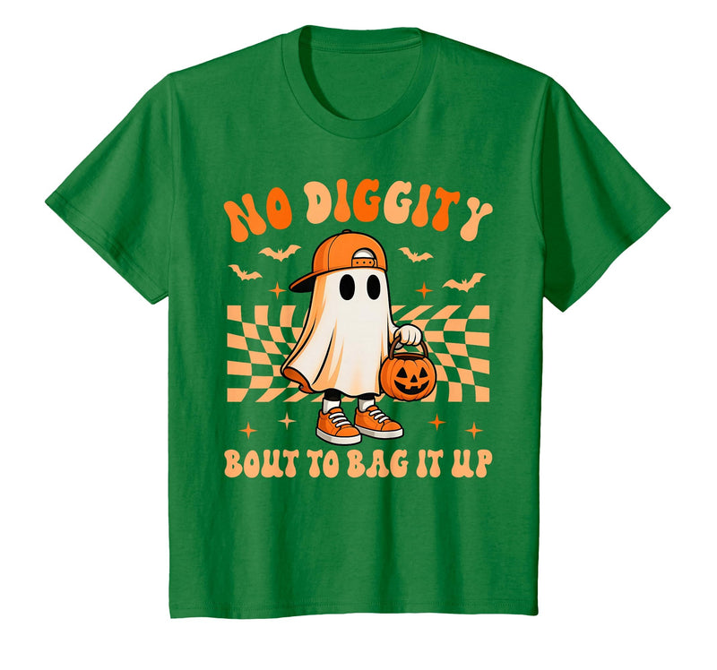 Ghost No Diggity Bout To Bag It Up Halloween Ades Ghost No Diggity Bout to Bag It Up Halloween Toddler Kids T-Shirt - Kelly