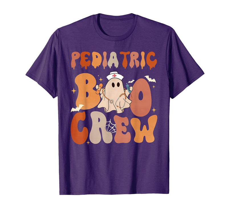 Funny Pediatric shirts for work Pediatric Nurse Shirt Halloween Pediatric Boo Crew T-Shirt - Purple