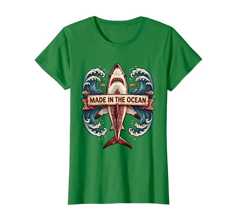 Mademark Made in the Ocean Shark Design T-Shirt - Kelly Green