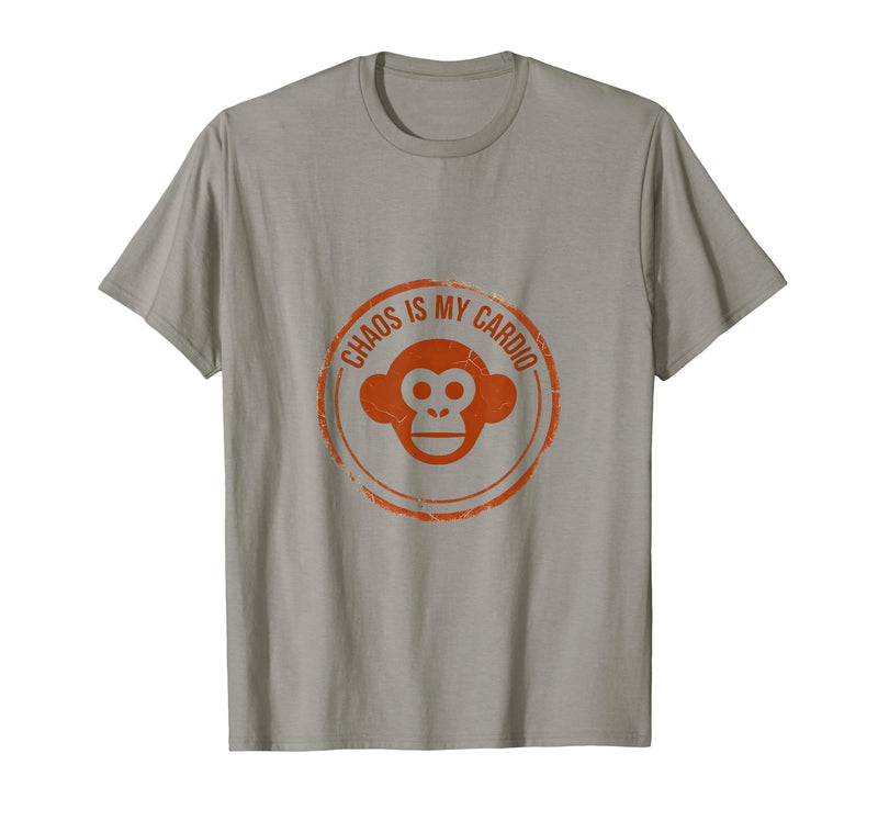 Mademark Chaos Is My Cardio Funny Monkey Design T-Shirt - Men - Slate Grey
