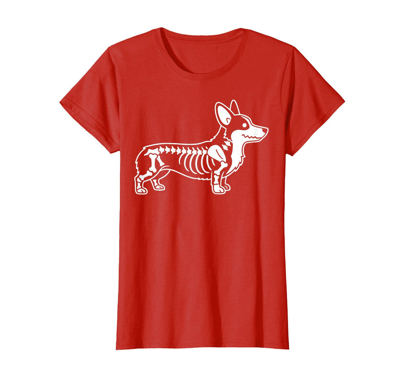 Halloween Corgi Skeleton Spooky Costume Corgi Skeleton Halloween T-Shirt - Red