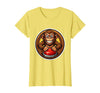 Mademark Monkey Pressing Big Red Button Funny Stupid Tee T-Shirt - Women - Lemon Yellow