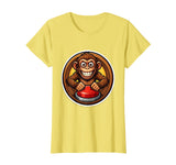 Mademark Monkey Pressing Big Red Button Funny Stupid Tee T-Shirt - Women - Lemon Yellow