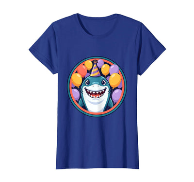Birthday Boy Shark Party Hat Balloons Graphic T-Shirt