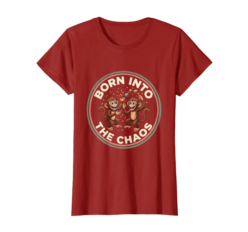 Mademark Born Into The Chaos Circus Monkey Design T-Shirt - Women - Cranberry Red