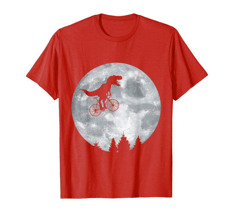 Check out my other Dinosaur T-shirts Dino Trex Riding Moon Bike Halloween Lunar Cycling T-Shirt - Red