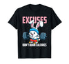 Excuses Don't Burn Calories Rabbit Fitness Gym Bunny T-Shirt in Black