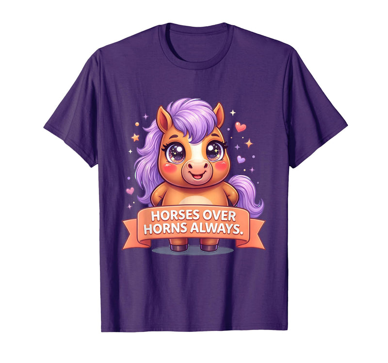 Mademark Horses Over Horns Always Equestrian Design T-Shirt - Men - Purple