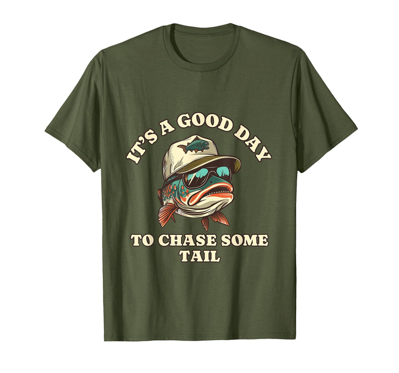 Funny Outdoor Anglers & Fisherman Designs Catch Fish and Laugh Hard with This Fishing Pun T-Shirt - Olive Green
