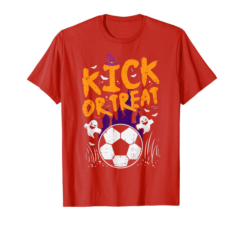 Halloween Shirts For Women Men Kids Boys Girls Halloween Soccer Kick Or Treat Football Costume Boys Kid Men T-Shirt - Red
