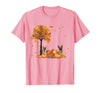 Funny German Shepherd Thanksgiving Halloween German Shepherd Autumn Leaf Fall Dog Thanksgiving Halloween T-Shirt - Pink