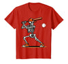 Funny Halloween Skeleton Sports Boys Costume Baseball Skeleton Spooky Boys Halloween Baseball Player T-Shirt - Red