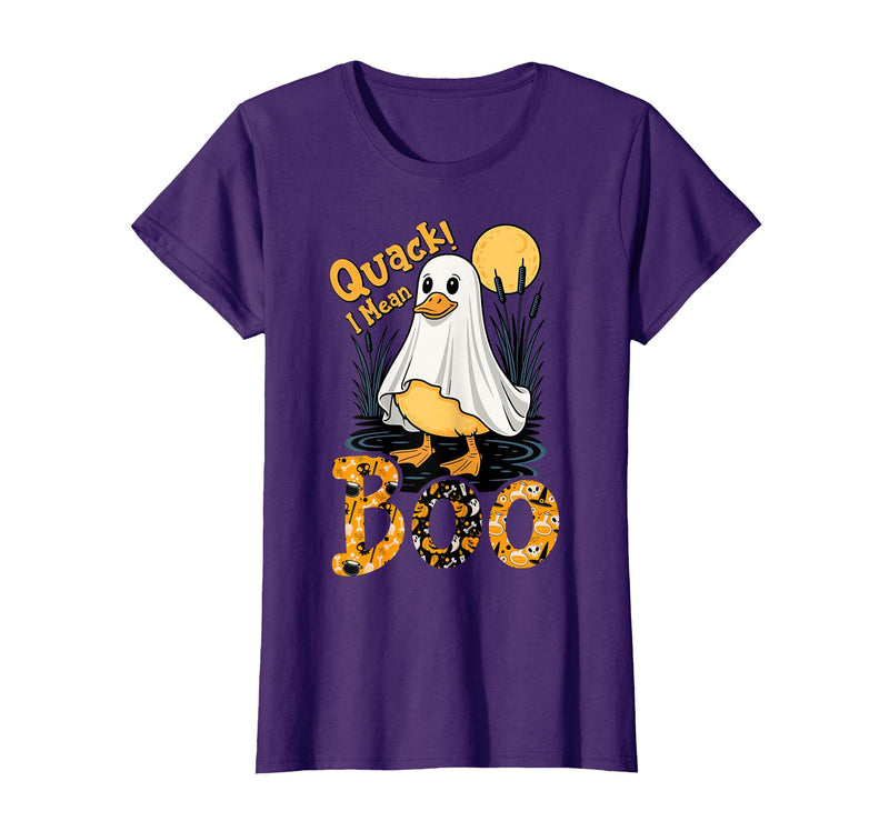 Duck Halloween Gifts Co. Quack I Mean Boo Duck Trick or Treat Spooky Halloween Party T-Shirt - Purple