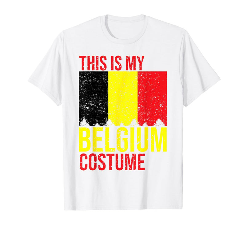 Funny Belgian Flag Halloween Vintage This is My Belgium Flag Costume for Halloween T-Shirt - White