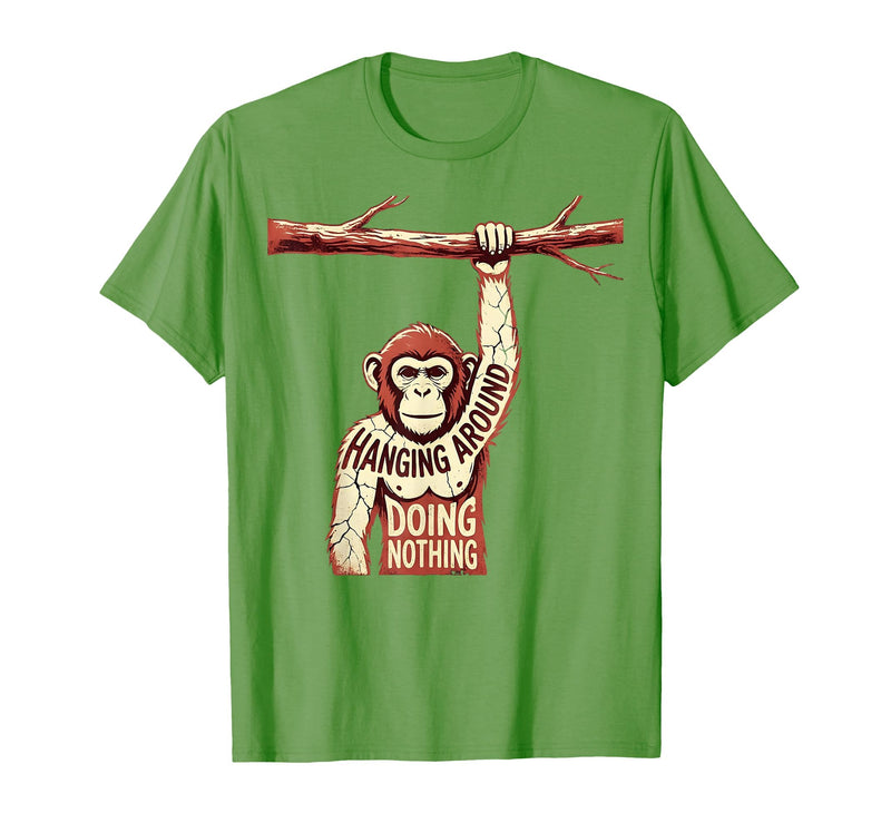 Mademark Hanging Around Doing Nothing Funny Monkey Design T-Shirt - Men - Grass Green