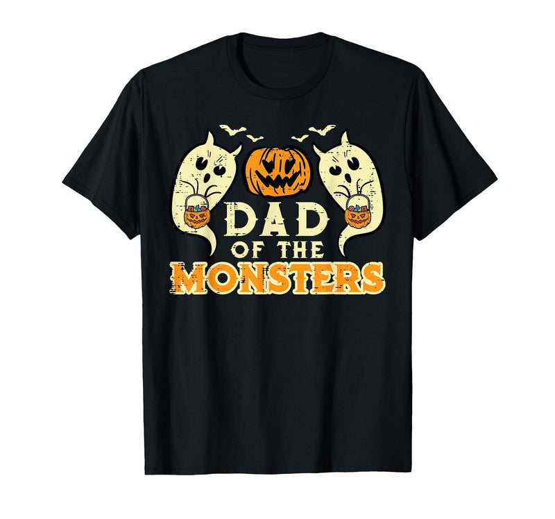 Mens Halloween Shirts For Dad Daddy Papa Men Halloween Dad of Monsters Funny Family Costume Papa Daddy T-Shirt - Black