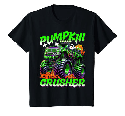 Pumpkin Crusher Kids Tees Pumpkin Crusher Monster Truck Ghosts Halloween for Boys T-Shirt