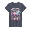Funny Horse Lovers Just a Girl Who Loves Horses T-Shirt - Heather Blue