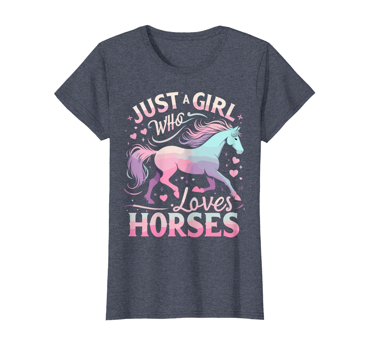 Funny Horse Lovers Just a Girl Who Loves Horses T-Shirt - Heather Blue