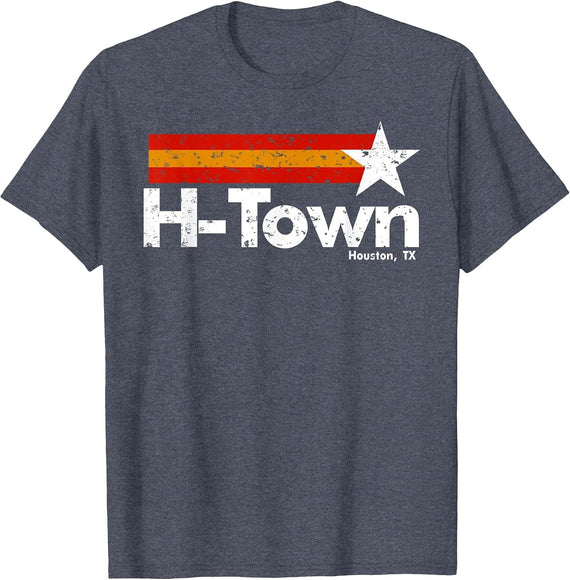 H Town Houston Texas T-Shirt - Heather Blue