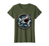 Mademark Shark Bursting Through Waves Graphic T-Shirt - Olive Green