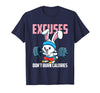 Excuses Don't Burn Calories Rabbit Fitness Gym Bunny T-Shirt in Navy Blue