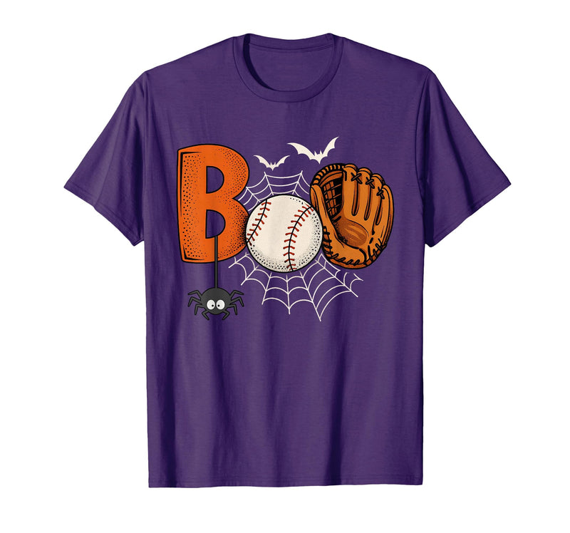 Boo Baseball Halloween Tee Funny Boo Baseball Halloween Sports Men Boys Kids Toddler T-Shirt - Purple