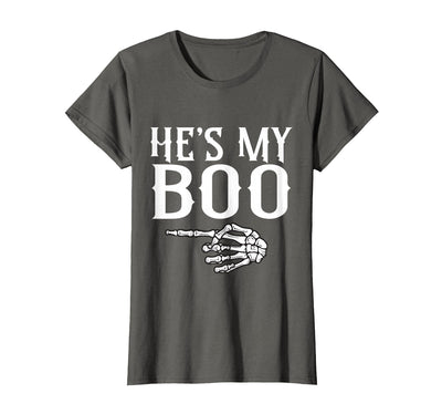 Skeleton Couple Halloween Costume Cute Couples He's My Boo Skeleton Matching Couple Halloween T-Shirt